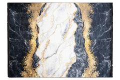Covor Antiderapant Sarah, Instinct Negru/Gold, Living, Dormitor, Bucatarie