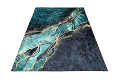 Covor Antiderapant Sarah, Mistic Verde Smarlad Gold Negru, Living, Dormitor, Bucatarie