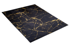 Covor Antiderapant Sarah, Marble Negru/Gold, Living, Dormitor, Bucatarie