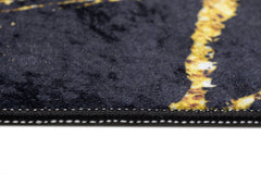 Covor Antiderapant Sarah, Marble Negru/Gold, Living, Dormitor, Bucatarie