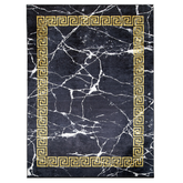 Covor Antiderapant Sarah, Versailles Negru/Gold, Living, Dormitor, Bucatarie