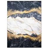 Covor Antiderapant Sarah, Instinct Negru/Gold, Living, Dormitor, Bucatarie