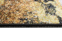 Covor Antiderapant Sarah, Instinct Negru/Gold, Living, Dormitor, Bucatarie