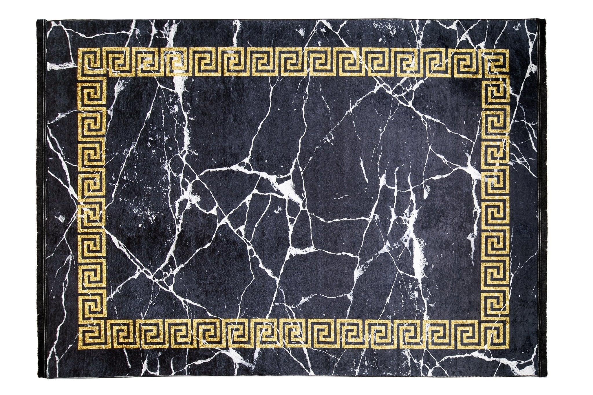 Covor Antiderapant Sarah, Versailles Negru/Gold, Living, Dormitor, Bucatarie