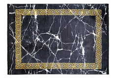 Covor Antiderapant Sarah, Versailles Negru/Gold, Living, Dormitor, Bucatarie