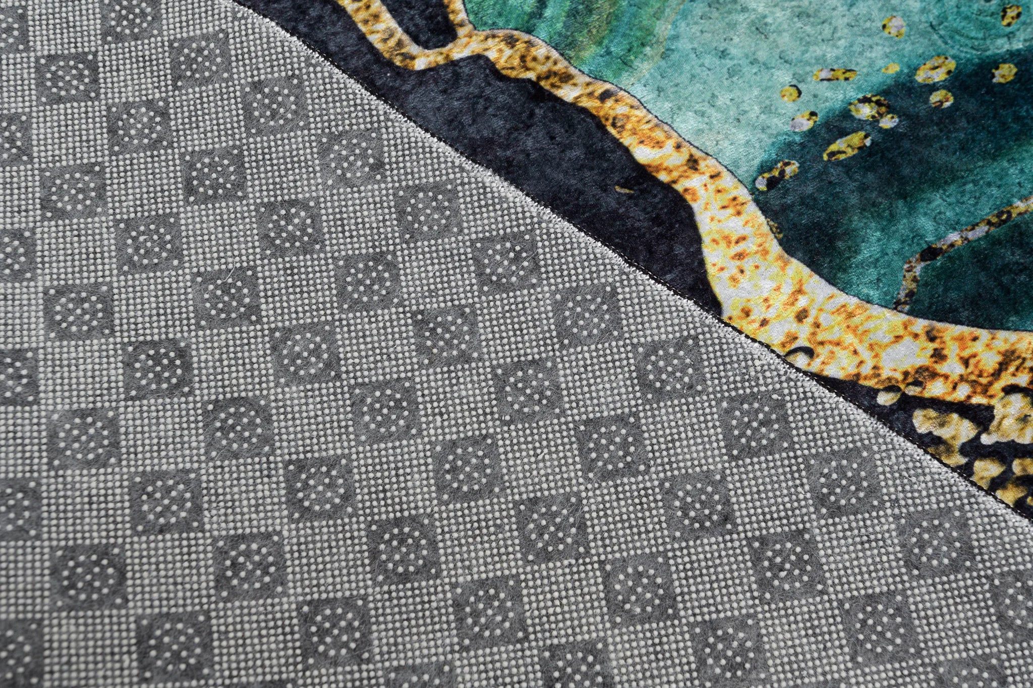 Covor Antiderapant Sarah, Mistic Verde Smarlad Gold Negru, Living, Dormitor, Bucatarie