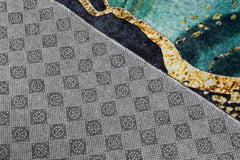 Covor Antiderapant Sarah, Mistic Verde Smarlad Gold Negru, Living, Dormitor, Bucatarie