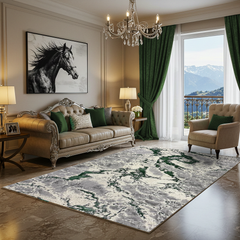 Covor Rodos Waves, Verde Smarald, Living, Dormitor, Modern