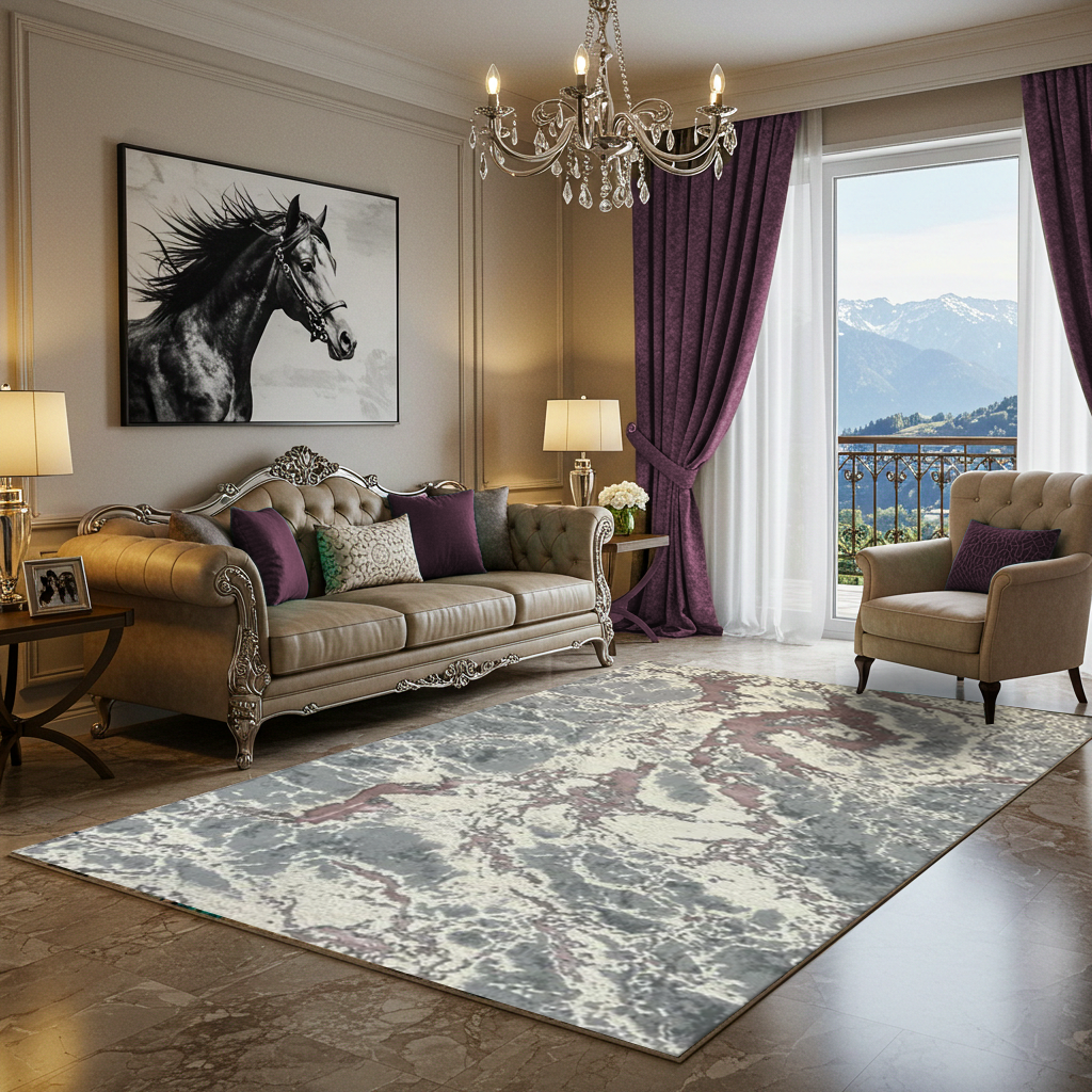 Covor Rodos ,Waves , Roz, Pudra Living, Dormitor, Modern