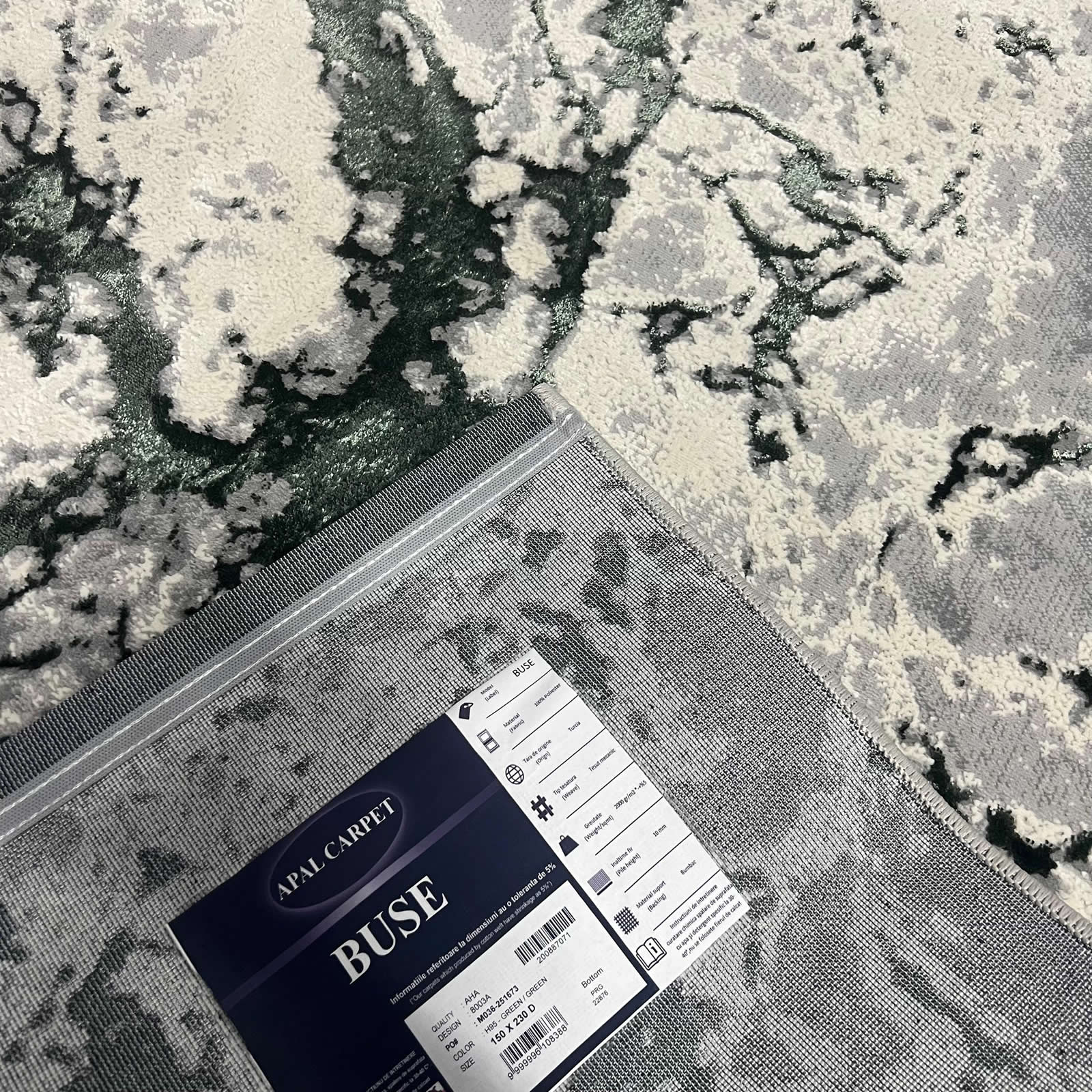 Covor Rodos Waves, Verde Smarald, Living, Dormitor, Modern