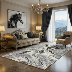 Covor Rodos Waves, Gri, Living, Dormitor, Modern