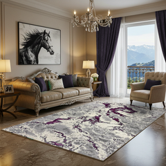 Covor Rodos Waves, Lila, Living, Dormitor, Modern