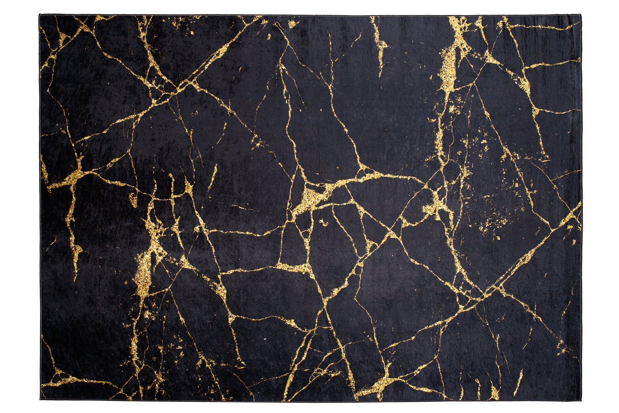Covor Antiderapant Sarah, Marble Negru/Gold, Living, Dormitor, Bucatarie