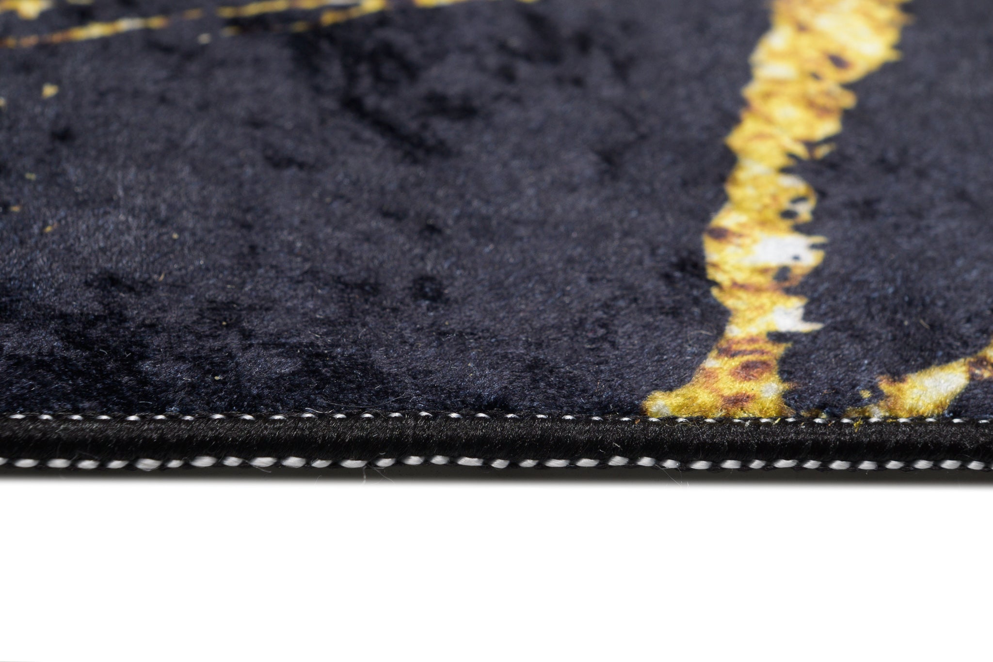 Covor Antiderapant Sarah, Marble Negru/Gold, Living, Dormitor, Bucatarie
