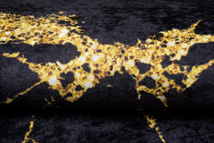 Covor Antiderapant Sarah, Marble Negru/Gold, Living, Dormitor, Bucatarie
