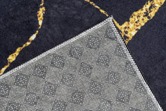 Covor Antiderapant Sarah, Marble Negru/Gold, Living, Dormitor, Bucatarie