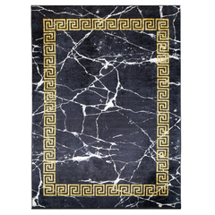 Covor Antiderapant Sarah, Versailles Negru/Gold, Living, Dormitor, Bucatarie