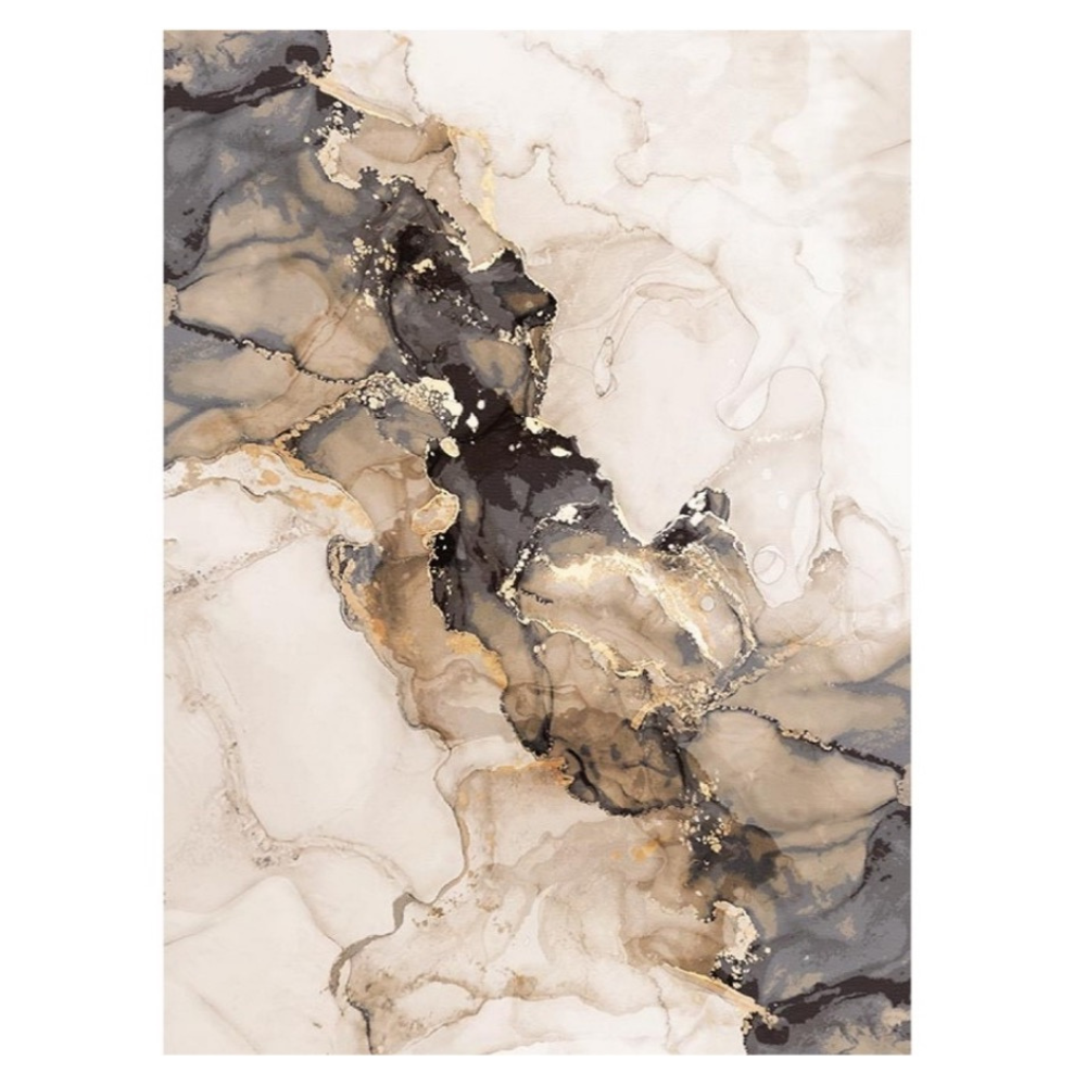 Covor Antiderapant Sarah, Desert Negru/Gold, Living, Dormitor, Bucatarie