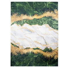 Covor Antiderapant Sarah, Instinct Verde/Gold, Living, Dormitor, Bucatarie