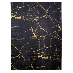 Covor Antiderapant Sarah, Marble Negru/Gold, Living, Dormitor, Bucatarie