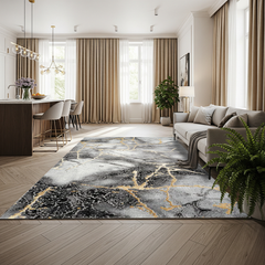 Covor Eterna Marble Gri/Gold, Living, Dormitor, Modern