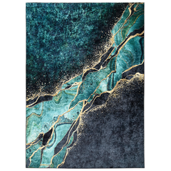 Covor Antiderapant Sarah, Mistic Verde Smarlad Gold Negru, Living, Dormitor, Bucatarie