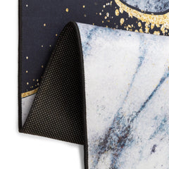 Covor Antiderapant Sarah, Mistic Gri Gold Negru, Living, Dormitor, Bucatarie