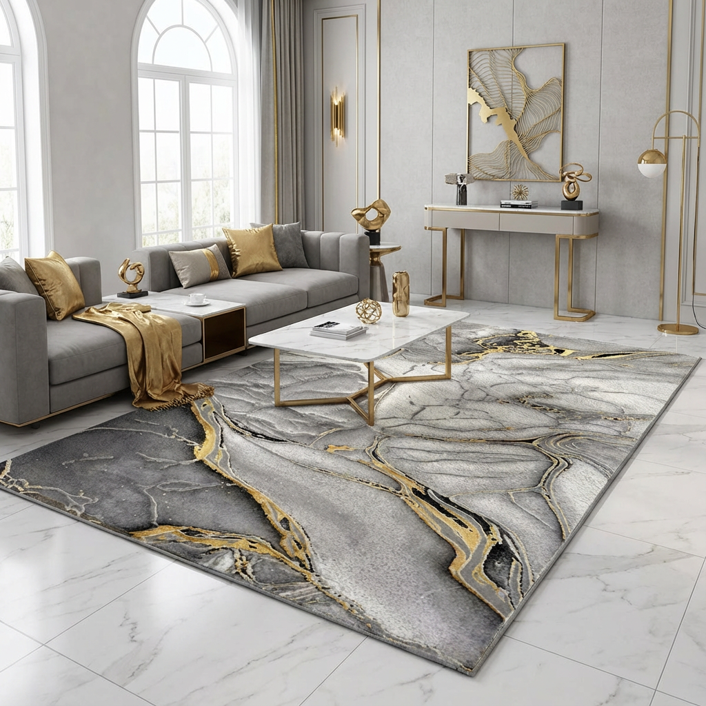 Covor Eterna Beirut Gri/Gold, Living, Dormitor, Modern