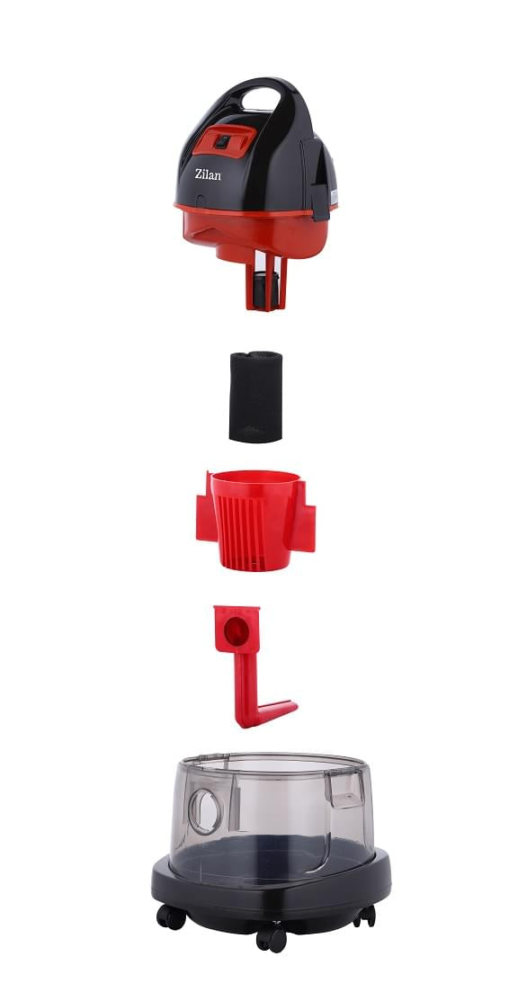 Aspirator ZILAN ZLN-8945 cu filtrare prin apa si uscata, 2000W, Rosu - purificare avansata