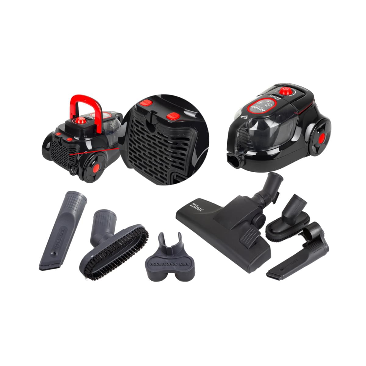 Aspirator fara sac Zilan ZLN-3512 cu filtrare ciclonica HEPA, 750W, 2L, multisuprafete