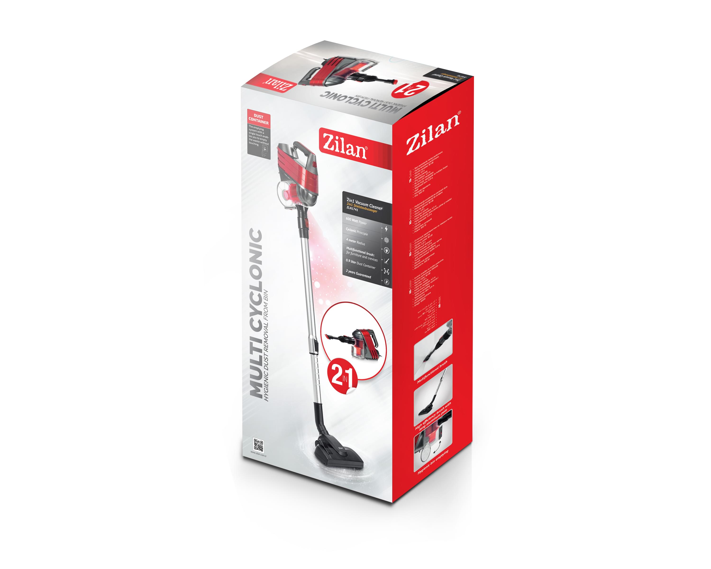 Aspirator vertical Zilan ZLN-1741 - 600W, silentios 80dB, cablu 4m - perfect pentru spatii inguste