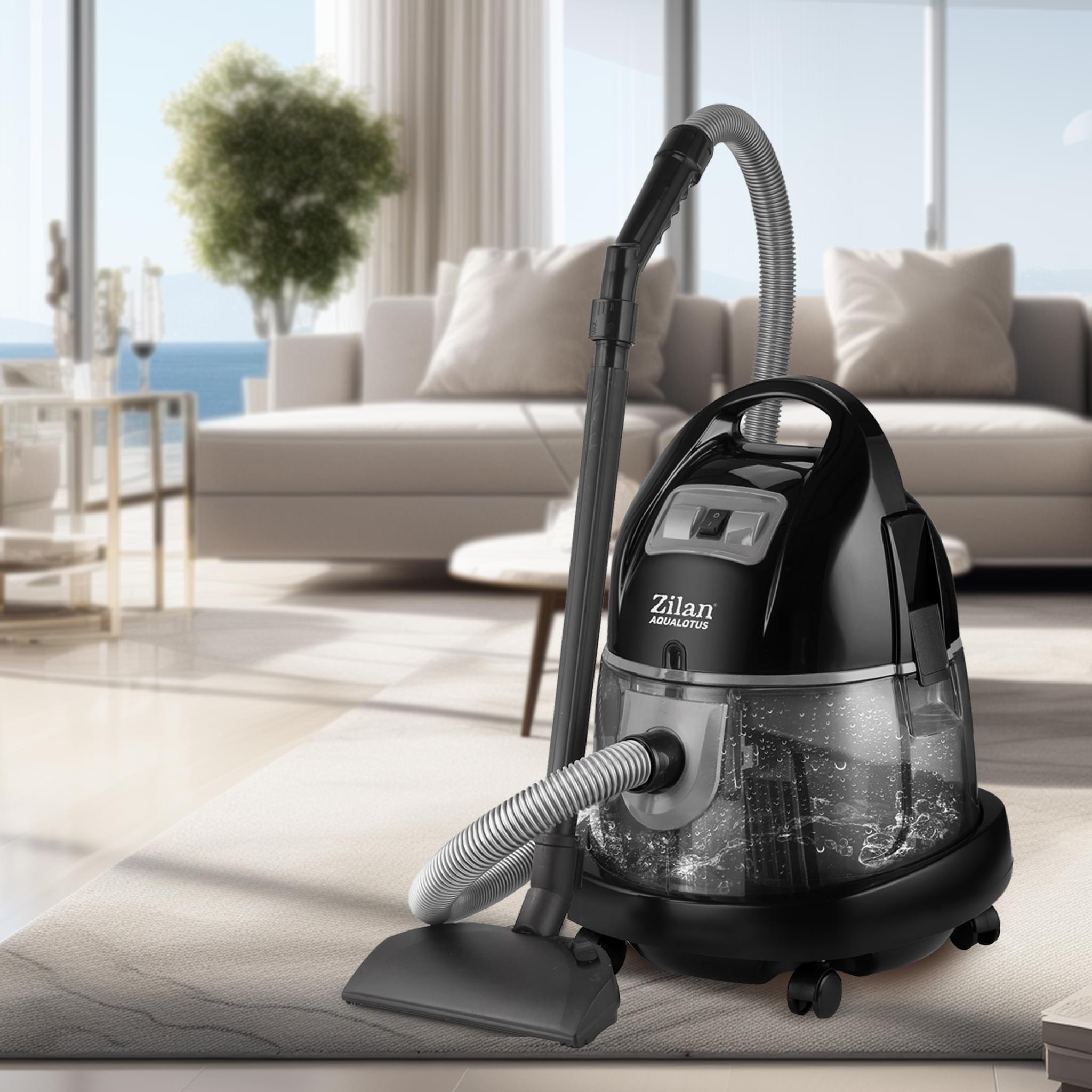 Aspirator cu filtrare prin apa ZILAN ZLN-8945, 2000W, sistem umed/ uscat, gri