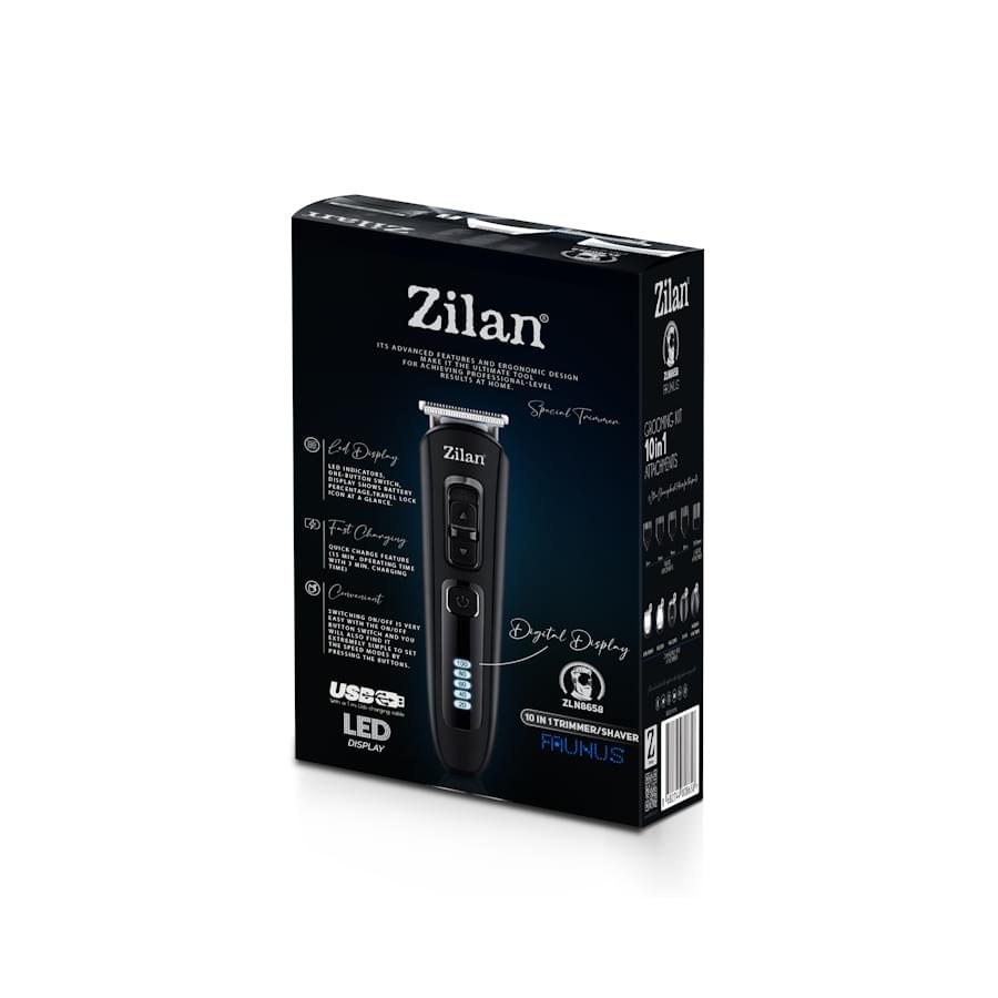 Aparat de tuns electric 10 in 1 Zilan ZLN8658 - multifunctional cu 5 capete + display LED