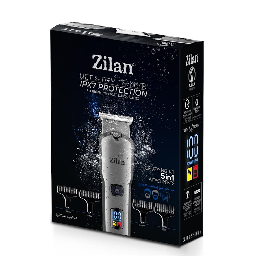 Aparat de tuns multifunctional 5 in 1 Zilan ZLN8634 - impermeabil IPX7, acumulator Li-ion, 4 piepteni
