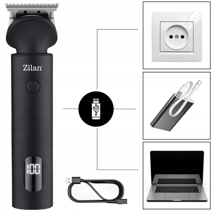 Aparat tuns multifunctional Zilan ZLN8672, Zeus, autonomie 140-170 min, 6 capete diferite, 7 niveluri de tundere
