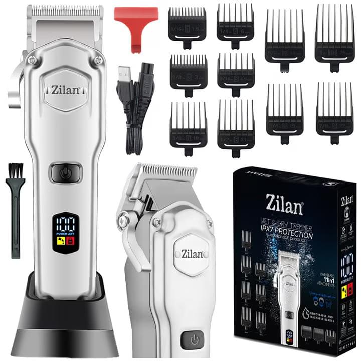 Aparat de tuns profesional 11 in 1 Zilan ZLN8689 - Lame otel inoxidabil, IPX7, LED