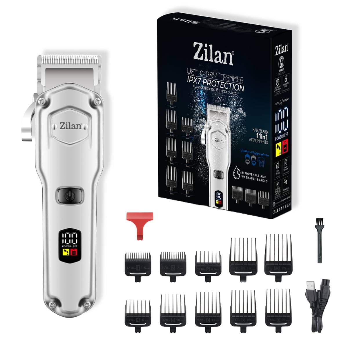 Aparat de tuns profesional 11 in 1 Zilan ZLN8689 - Lame otel inoxidabil, IPX7, LED