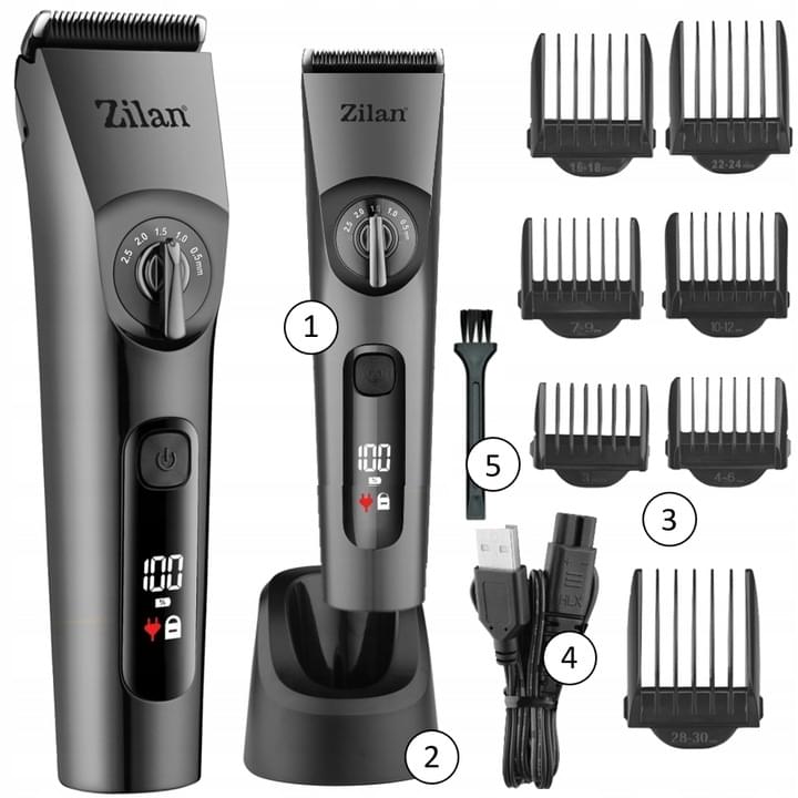 Aparat de tuns profesional Zilan ZLN8702 - impermeabil IPX6, 8 capete, LED, autonomie 120 min