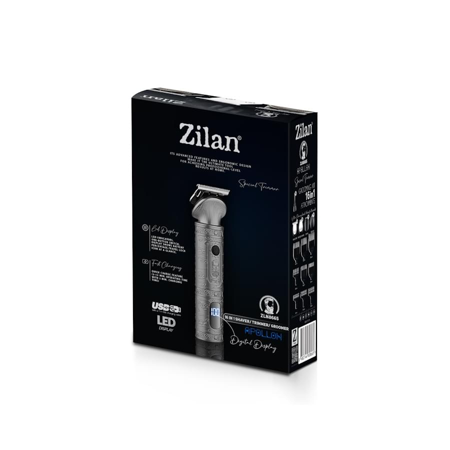 Masina de tuns profesionala Zilan ZLN8665 - 6 capete interschimbabile, 8 nivele taiere, autonomie 170 min