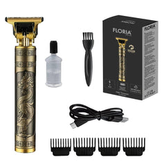 Masina de tuns profesionala Floria ZLN8597, aurie 5W - design Dragon cu 4 piepteni ajustabili