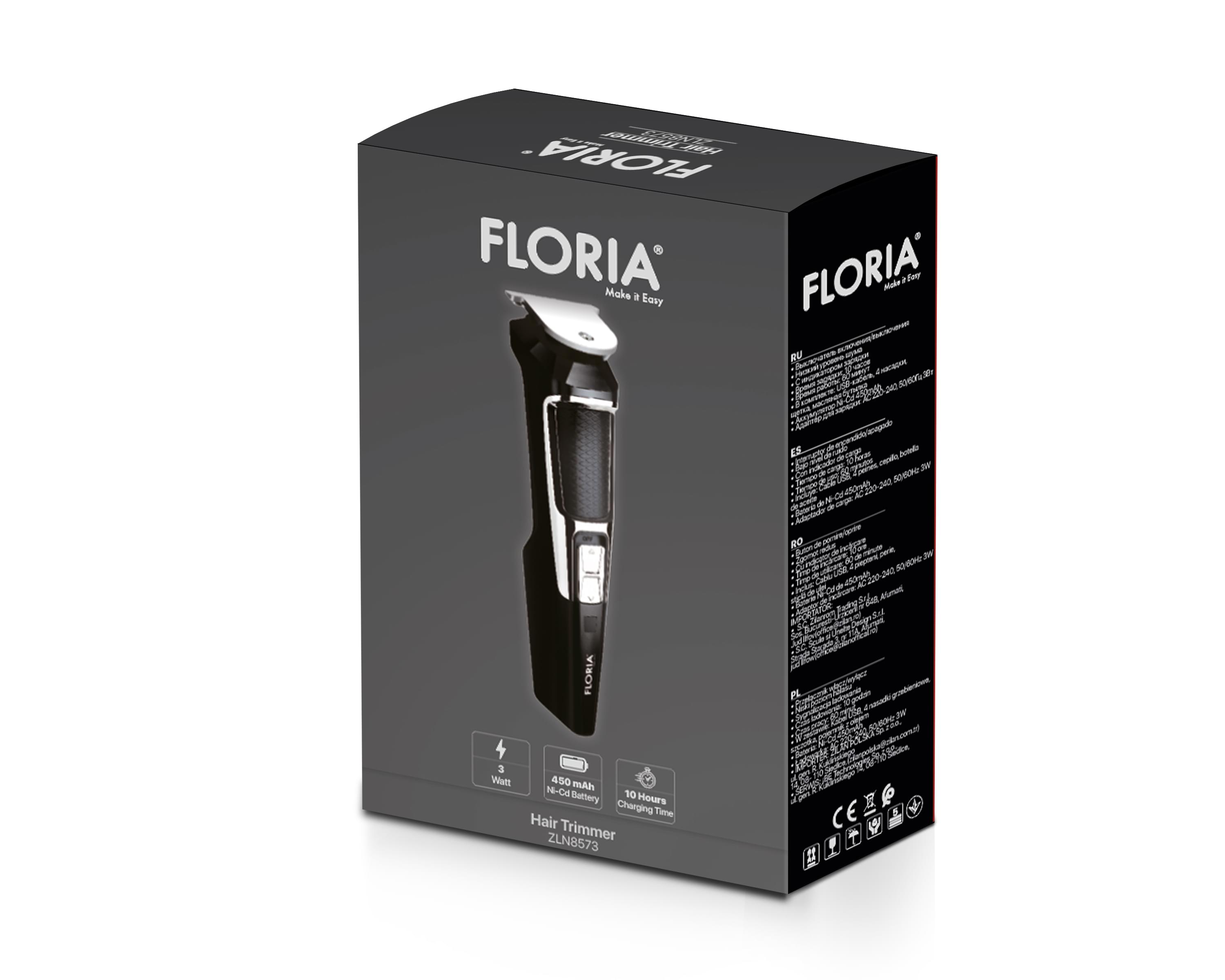 Masina de tuns profesionala Floria ZLN8573 - 3W, functionare 60 min, reincarcabila USB