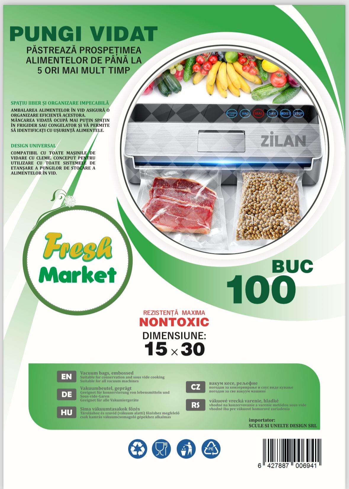 Set 100 pungi vidat gofrate 15x30cm - pentru aparate cu aspiratie externa
