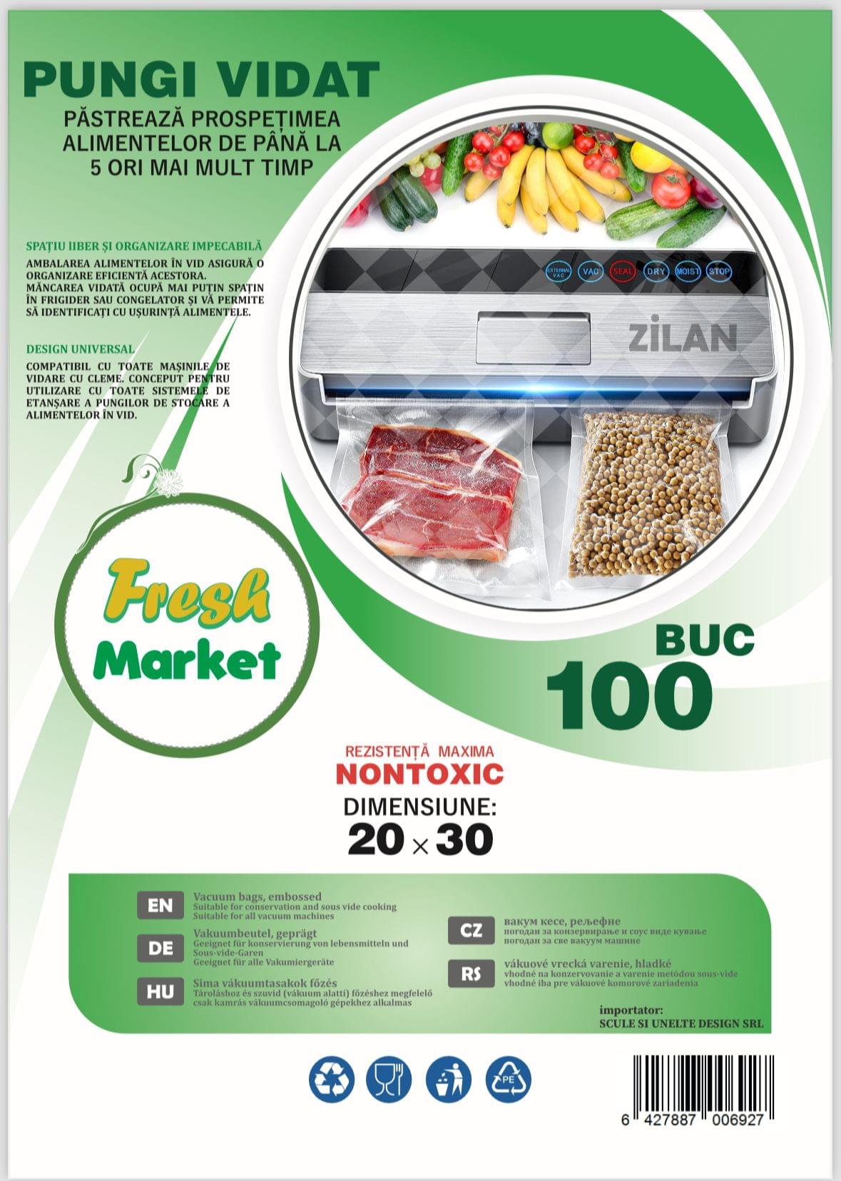 Set 100 pungi de vidat gofrate 20x30cm - compatibile aparate cu aspiratie externa