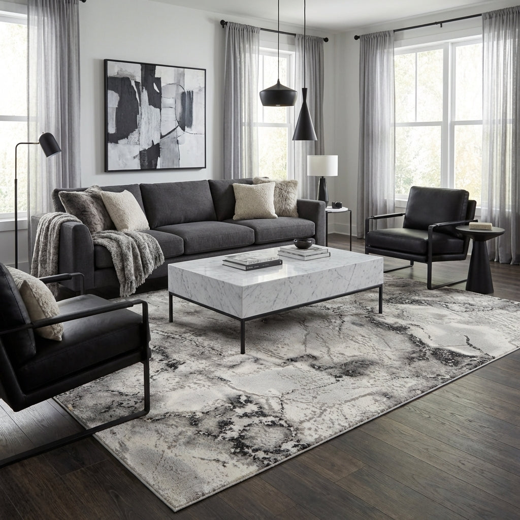 Covor Viena Abstracto Gri/Silver Living, Dormitor, Modern