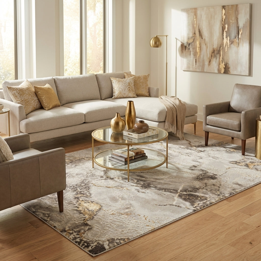 Covor Viena Abstracto Crem/Gold  Living, Dormitor, Modern